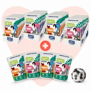 ANIMAL ISLAND Love Box Pate Box + zabawka - mokra karma dla kota - 48x100g