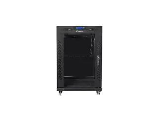 Lanberg Szafa instalacyjna Rack stojąca 19 15U 600X600 czarna, drzwi sklane (flat pack)