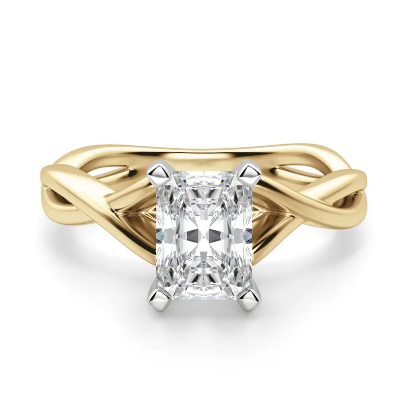Twisted Klasyczny Radiant 1.50 krt Pierścionek Zaręczynowy Diament Laboratoryjny 585 Żółte Złoto (14K)