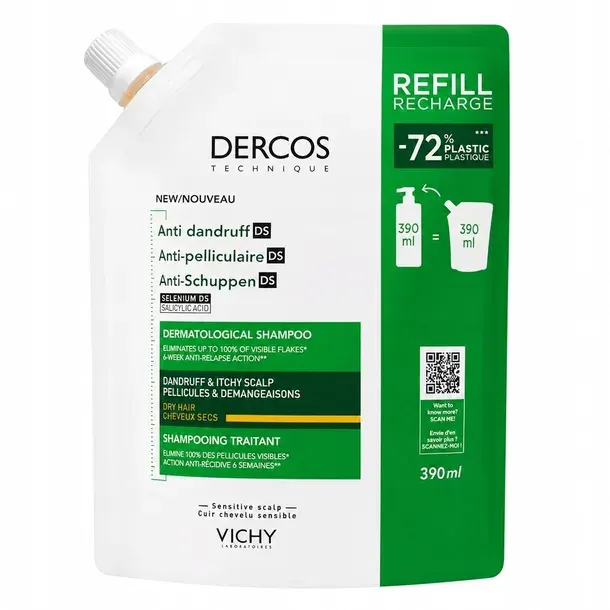 Vichy Dercos DS Szampon Do Włosów Suchych Ecorefill Refill Zapas 390 ml