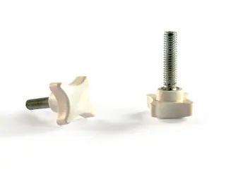 Pokrętło krzyżowe z trzpieniem gwintowanym D-25mm M6 x 25mm białe