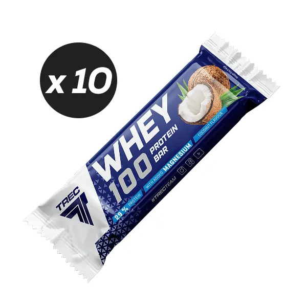 Zestaw 10 batonów proteinowych WHEY 100 PROTEIN BAR COCONUT FLAVOUR