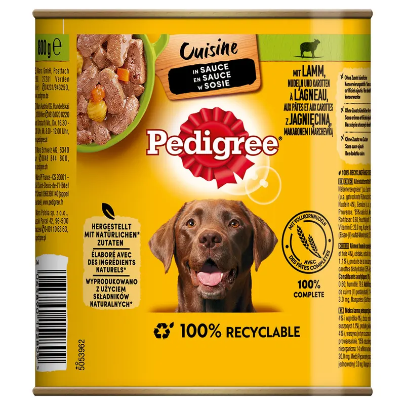 Pedigree Classic, 12 x 800 g - Jagnięcina i marchew w sosie