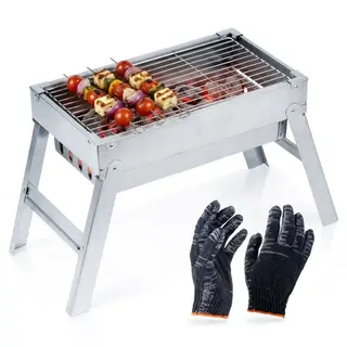Grill węglowy stalowy składany przenośny 46x21x27 cm