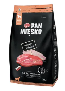 PAN MIĘSKO Cielęcina z indykiem XS - sucha karma dla psa - 20kg