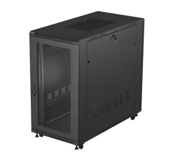 Lanberg Szafa instalacyjna rack stojąca 19" 22U 600x1200 czarna drzwi perforowane (flat pack)