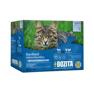 BOZITA Sterilised Kawałki w sosie z mięsem Box - mokra karma dla kota -12 x 85g