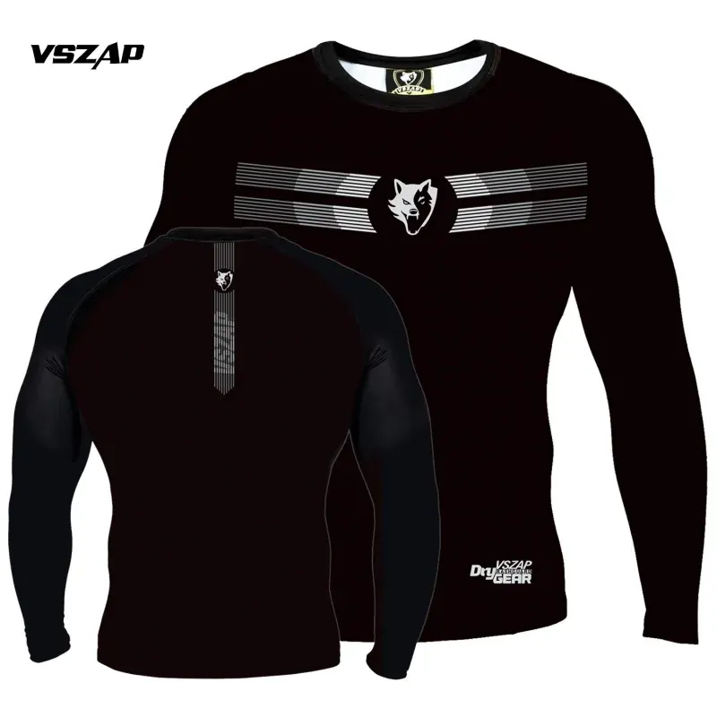 Vszap Brazilian Jiu Jitsu Quick-Drying Sports Tight Anti-Wear Clothing Long Sleeve Stretch Multifunctional T-shirt  Men and Wome
