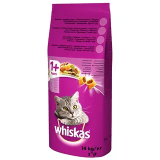 WHISKAS z Pyszną Wołowiną - sucha karma dla kota powyżej 1 roku życia - 2x14kg