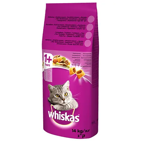 WHISKAS z Pyszną Wołowiną - sucha karma dla kota powyżej 1 roku życia - 2x14kg