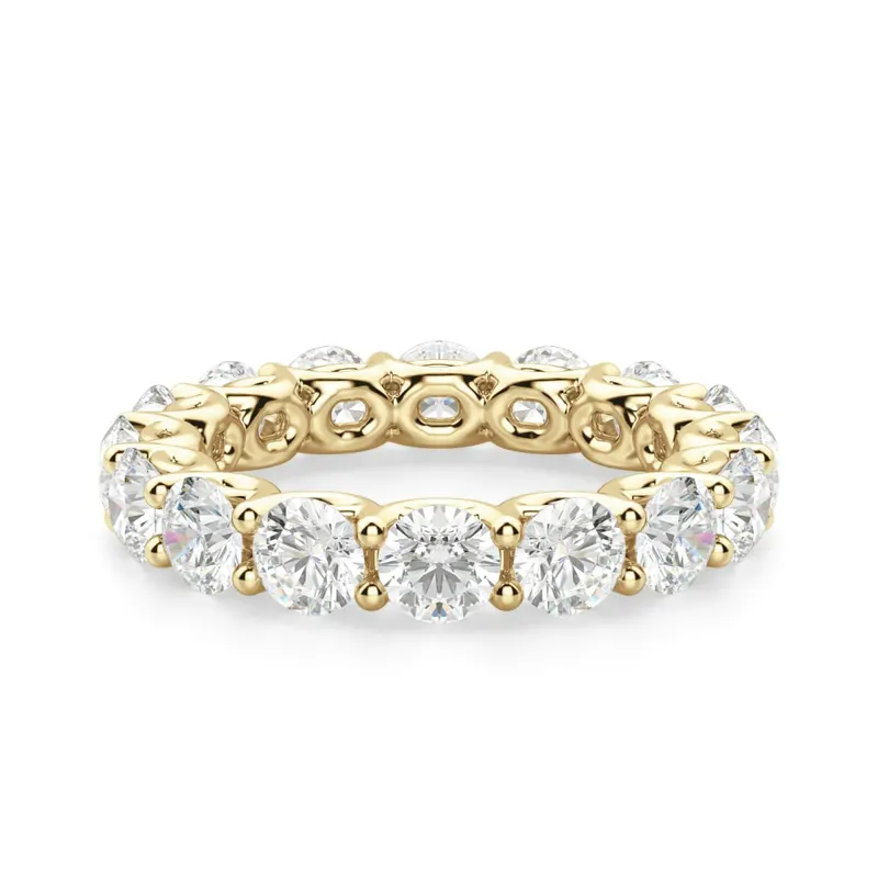 Obrączka Ślubna Eternity Scallop Set z Okrągłymi Kamieniami 4.00 mm Laboratoryjny Diament 585 Żółte Złoto (14K)