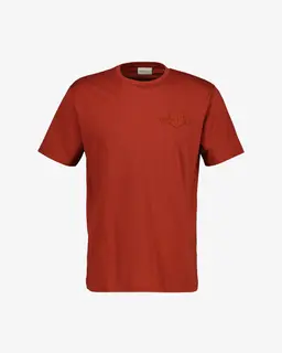 Gant T-Shirt Męski Okrągły Kołnierzyk Regular Fit Brązowy