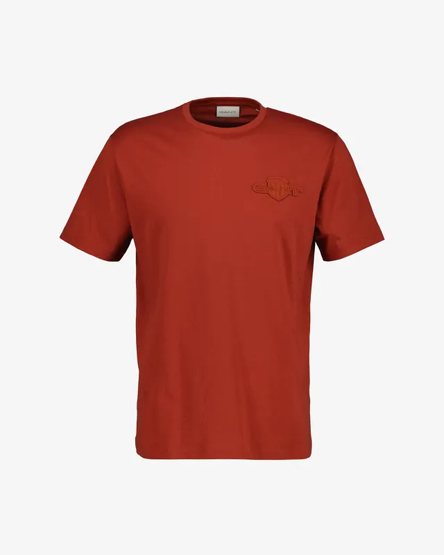 Gant T-Shirt Męski Okrągły Kołnierzyk Regular Fit Brązowy