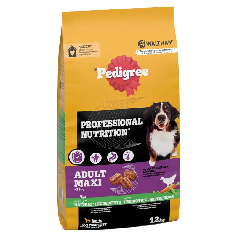 Pedigree Professional Nutrition Adult Maxi >25 kg, drób i warzywa - 12 kg