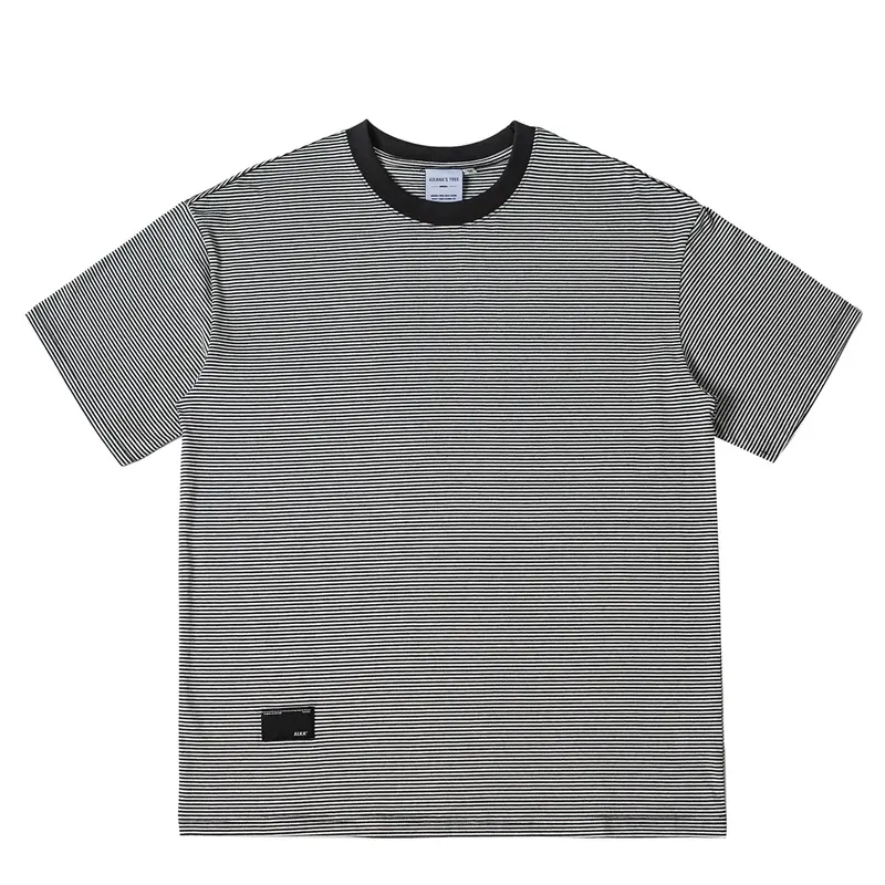 Summer Japanese Retro Amikaji Striped Short Sleeved T-shirt for Men and Women Loose Half Sleeved Sea Soul Shirt Brand Couple Tee