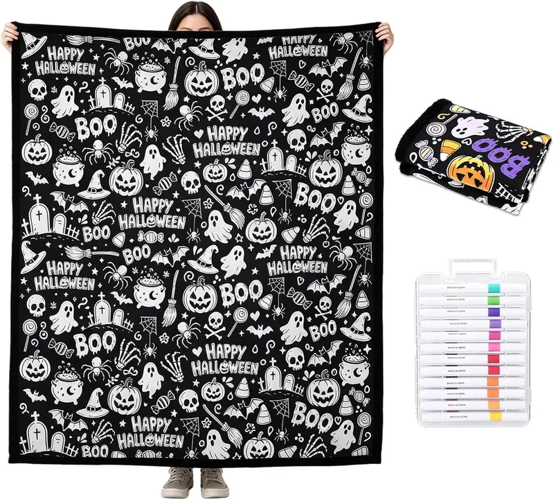 KOC 150X127CM DO KOLOROWANIA DIY HALLOWEEN ZESTAW Z MARKERAMI ARTYSTYCZNY