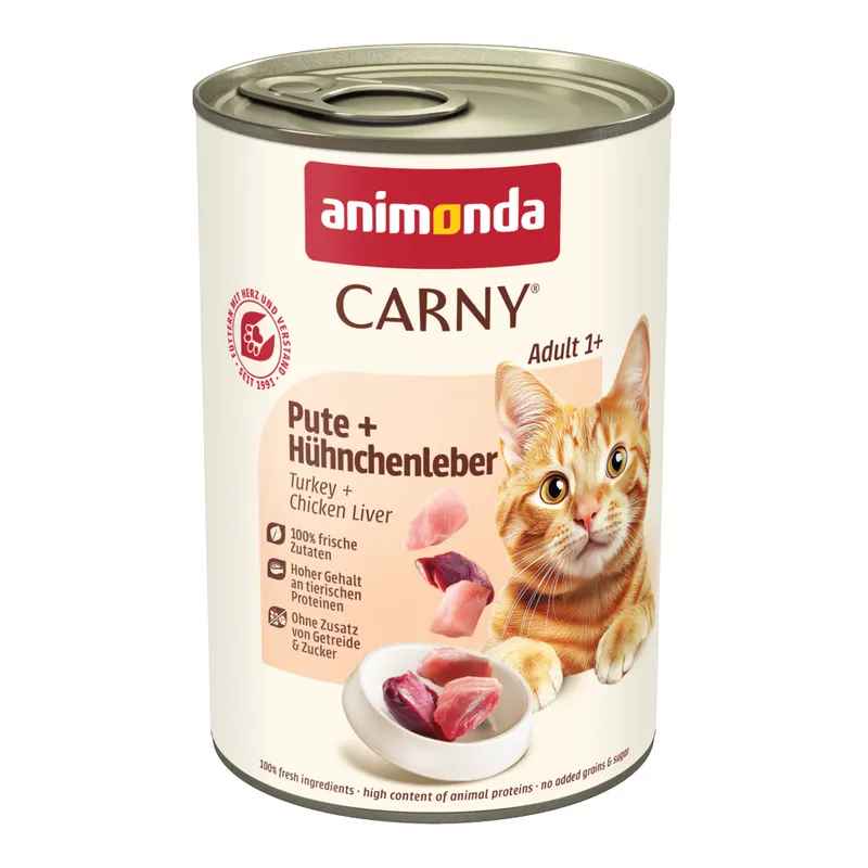 animonda Carny Adult, 6 x 400 g - Indyk i wątróbki kurze