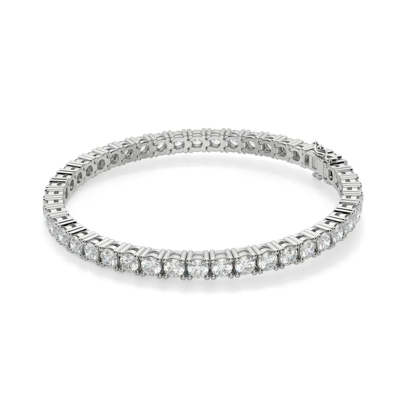 4 Prong Okrągła Diamentowa Tenisowa Bransoletka 9,00 krt z białego złota pr. 14K (585).