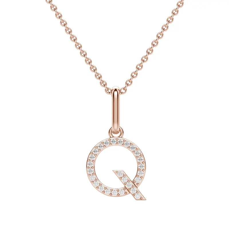 Wisiorek Litera "Q" Laboratoryjny Diament 585 Różowe Złoto (14K)