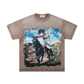 MAJESTIK High Street Angel Direct Spray Print Short-Sleeved T-Shirt Loose Round Neck Beaded Casual Shirt