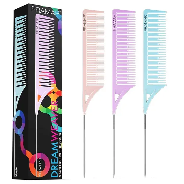 FRAMAR ZESTAW GRZEBIENI DO PASEMEK FRYZJERSKIE DREAMWAVER COMBS PSTL 3 SZT