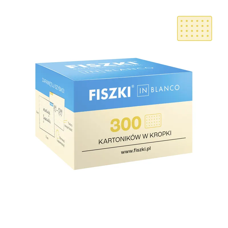 Czyste FISZKI in blanco - 300 sztuk - waniliowe kartoniki w kropki