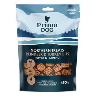 PrimaDog Northern Treats Puppies &Training - Renifer i indyk, 150, g
