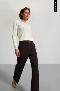 Eleganckie spodnie w kant brązowe