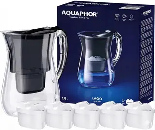 Dzbanek filtrujący AQUAPHOR Lago Czarny + 5 Wkładów Maxfor+