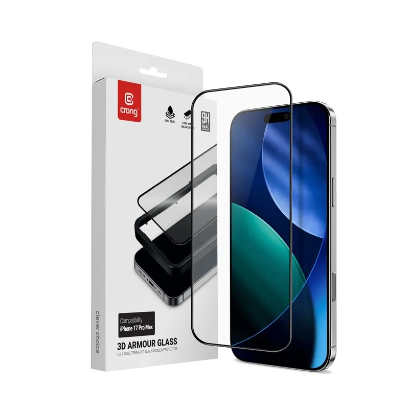 CRONG 3D Armour Glass - Szkło hartowane iPhone 18 Pro Max / 17 Pro Max + ramka instalacyjna