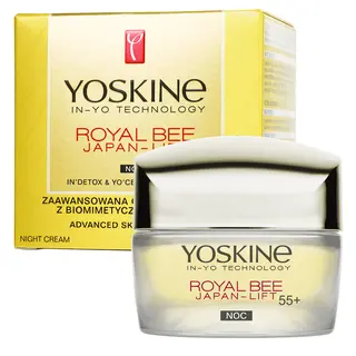 Yoskine Royal Bee Japan-Lift krem do twarzy na noc 55+ z biomimetycznym pentapeptydem, Centella Asiatica i masłem shea 50 ml