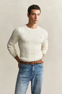 Gant Sweter Męski Z Okrągłym Dekoltem İ Długim Rękawem Regular Fit