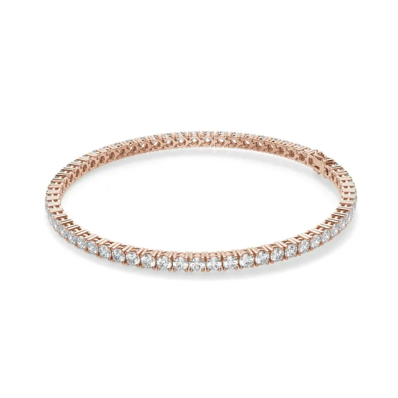 4 Prong Okrągła Diamentowa Tenisowa Bransoletka 3.00 krt z 14K (585) Różowego Złota