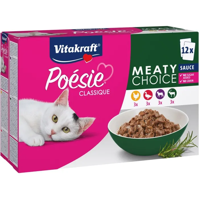 VITAKRAFT Poésie Classique Meaty choice Box - mokra karma dla kota - 12x85 g