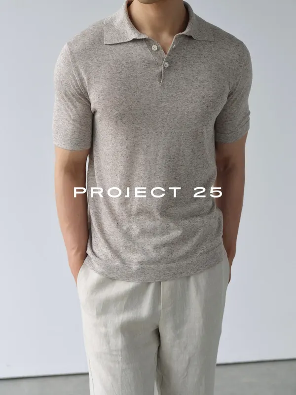 PROJECT 25 Men 16Gauge Lightweight Breathable Linen Blend Italian Old Money Knit Polo Shirt Short Sleeve Casual Tee Tops