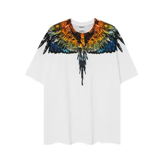 Marcelo Burlon Wings Short Sleeve Trendy Men's and Women's Feather T-Shirt Half Sleeve Printed Tee