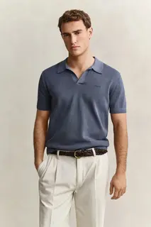 Gant Bawełniany Sweter Męski Z Kołnierzykiem Polo Z Długim Rękawem Regular Fit