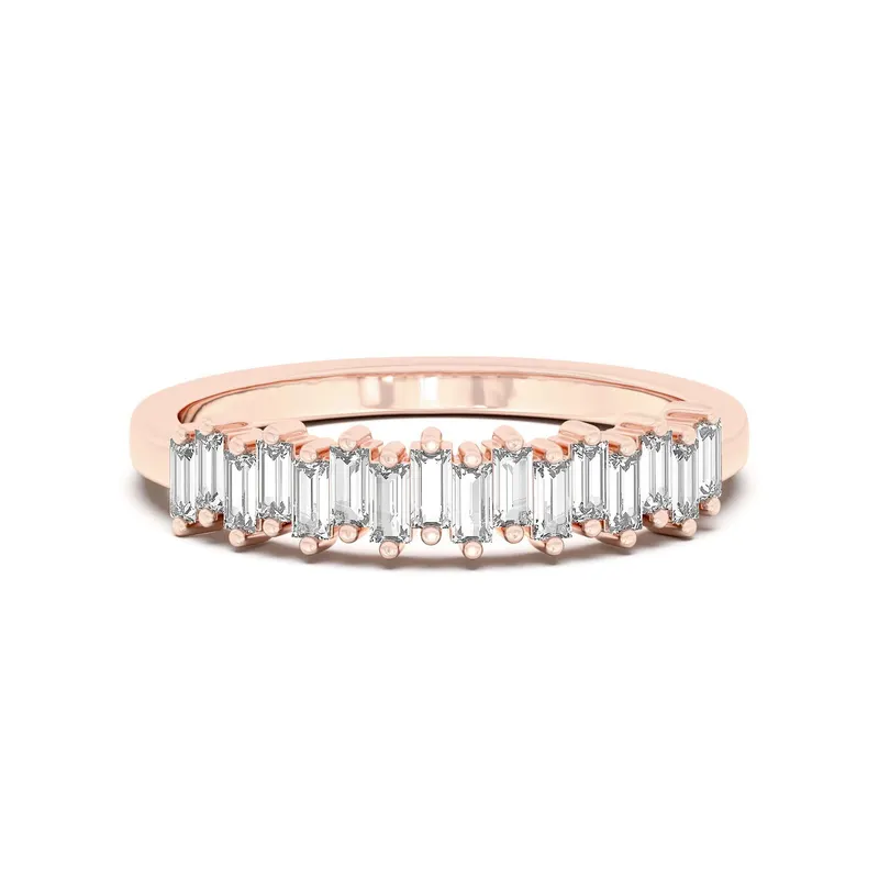 Obrączka Ślubna Baguette Accented Laboratoryjny Diament 585 Różowe Złoto (14K)