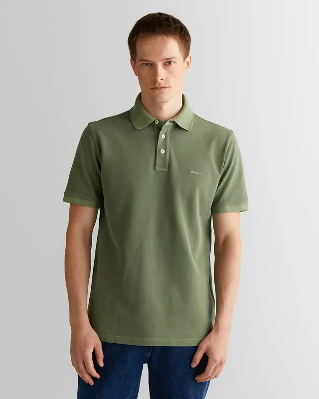 Gant Polo Męskie Z Krótkim Rękawem Regular Fit Zielone