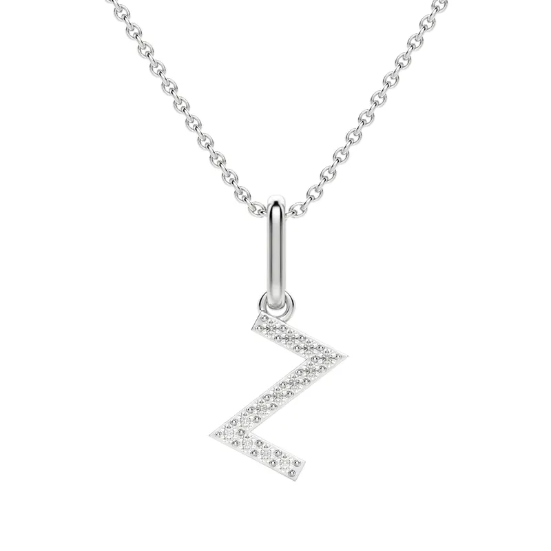 Wisiorek Litera "Z" Laboratoryjny Diament 585 Białe Złoto (14K)