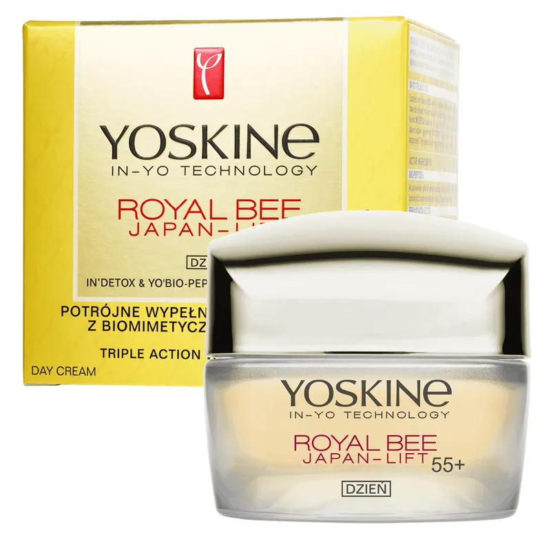 Yoskine Royal Bee Japan-Lift krem do twarzy na dzień 55+ z biomimetycznym pentapeptydem, kwasem ferulowym i RapidLift 50 ml