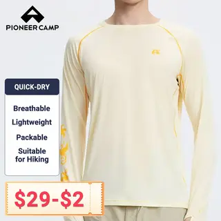 Pioneer Camp Men's Moisture Wicking Long Sleeve T Shirt Quick Dry Breathable Lightweight Top