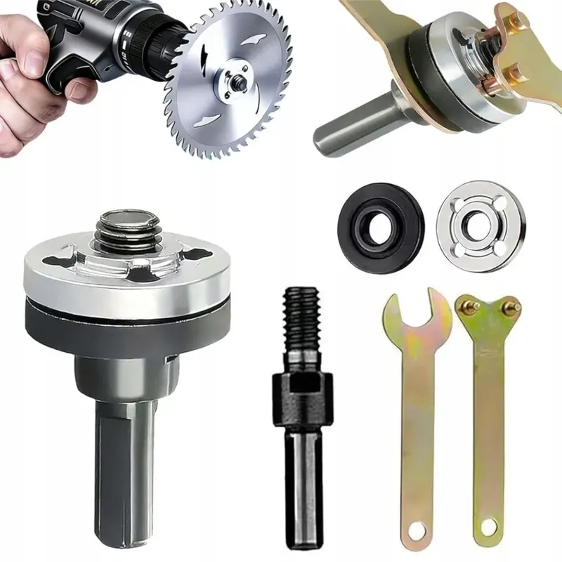 UCHWYT ADAPTER DO WIERTARKI NA TARCZĘ SZLIFIERKA PIŁA CIĘCIE KĄTÓWKA zestaw przejściówek 10 mm, przystawka do obróbki materiałów