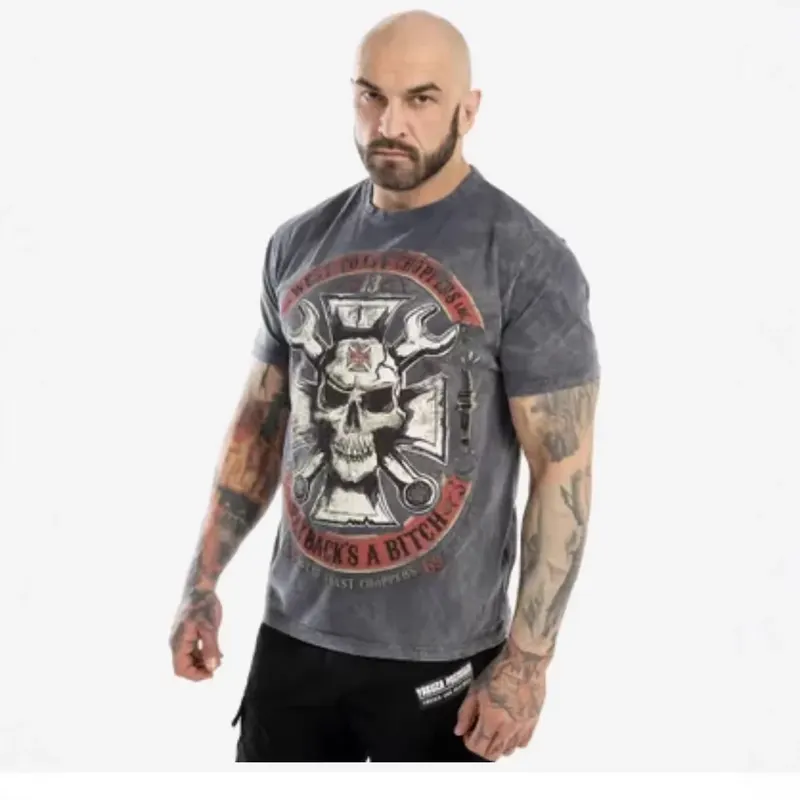 WCC West Coast Choppers - West Coast Motorcycle Washed Vintage Short-Sleeved T-Shirt for Men and Women, Trendy Style