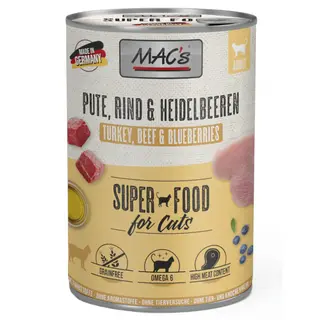 MAC’s Cat karma dla kota, 6 x 400 g - Indyk, wołowina i borówki