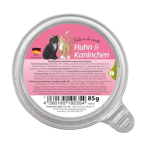 GRANATAPET Filet á la carte Kurczak z królikiem - mokra karma dla kota - 85g