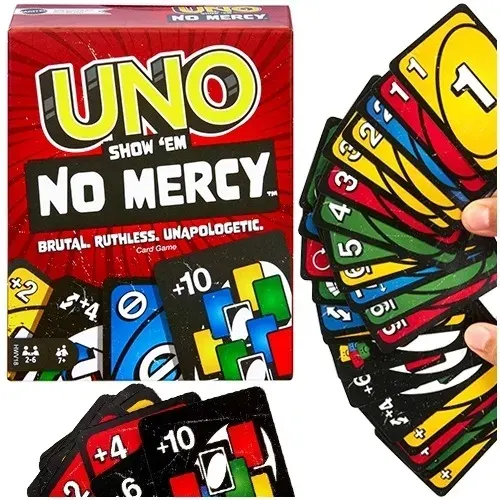 UNO SHOW 'EM NO MERCY KARTY GRA KARCIANA LOGICZNA RODZINNA MATTEL