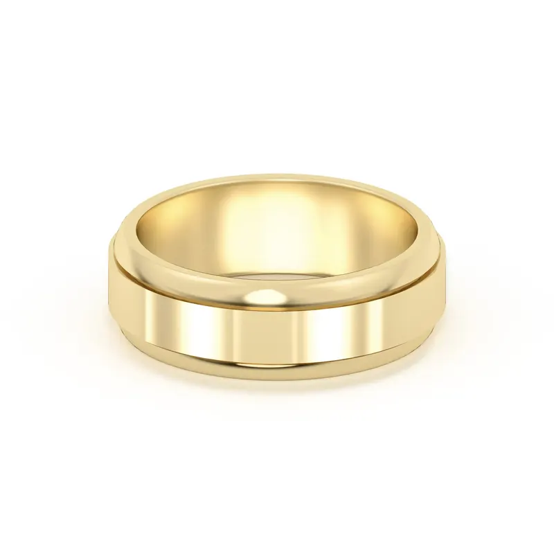 Raised Edge Channel Wysoka Polska Obrączka Ślubna 585 Żółte Złoto (14K) 6 MM