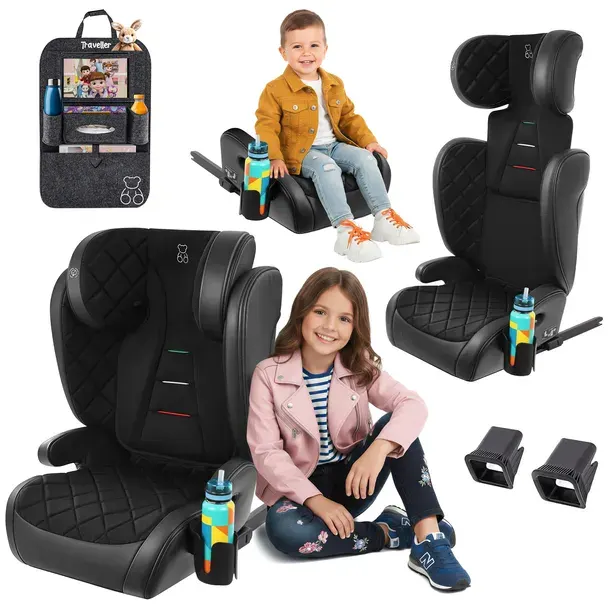 FOTELIK SAMOCHODOWY 2w1 PODSTAWKA 15-36kg DUŻY 100-150cm i-Size +ORGANIZER