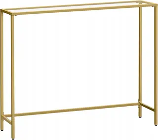 STOLIK KONSOLA SZKLANY WĄSKI 20 x 100 x 80 cm DO KORYTARZA SOFY ZŁOTY
